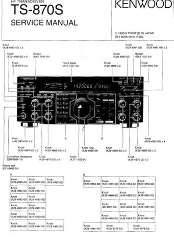 KENWOOD TS-870S HF TRANSCEIVER SERVICE MANUAL INC BLK DIAG PCBS SCHEM DIAGS AND PARTS LIST 157 PAGES ENG
