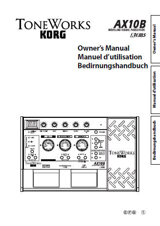 KORG A10B MODELLING SIGNAL PROCESSOR OWNER'S MANUAL INC CONN DIAGS AND TRSHOOTGUIDE 40 PAGES ENG FRANC DEUT