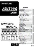 KORG AX1500G MODELLING SIGNAL PROCESSOR OWNER'S MANUAL INC CONN DIAG AND TRSHOOTGUIDE 24 PAGES ENG