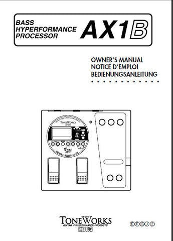 KORG AX1B BASS HYPERFORMANCE PROCESSOR OWNER'S MANUAL INC CONN DIAG AND TRSHOOT GUIDE 59 PAGES ENG FRANC DEUT JP