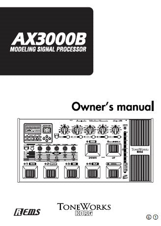 KORG AX3000B MODELLING SIGNAL PROCESSOR OWNER'S MANUAL 68 PAGES ENG