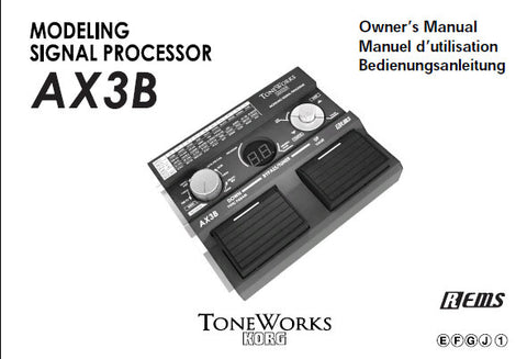 KORG AX3B MODELLING SIGNAL PROCESSOR OWNER'S MANUAL INC CONN DIAGS AND TRSHOOTGUIDE 35 PAGES ENG FRANC DEUT