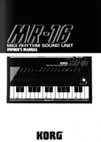 KORG MR-16 MIDI RHYTHM SOUND UNIT OWNER'S MANUAL  INC CONN DIAGS 11 PAGES ENG