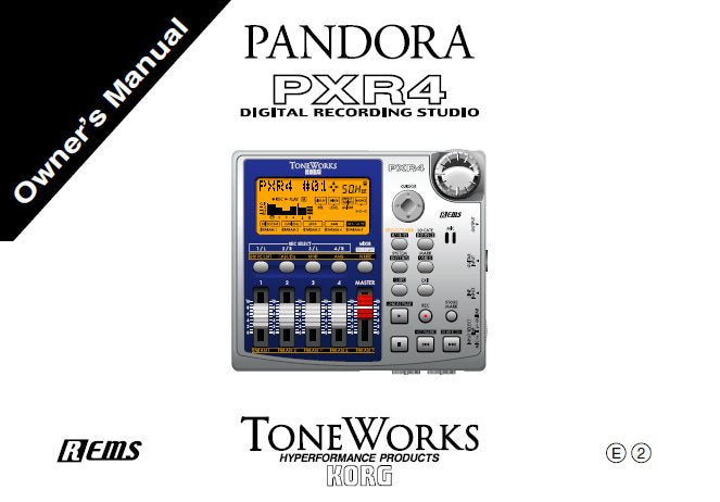 KORG PXR4 PANDORA DIGITAL RECORDING STUDIO OWNER'S MANUAL INC CONN DIAGS AND TRSHOOT GUIDE 99 PAGES ENG