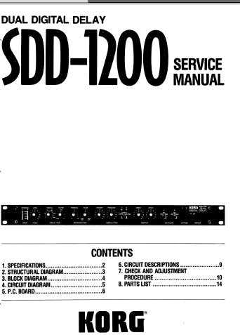 KORG SDD-1200 DUAL DIGITAL DELAY SERVICE MANUAL INC BLK DIAG SCHEMS DIAGS PCBS AND PARTS LIST 19 PAGES ENG