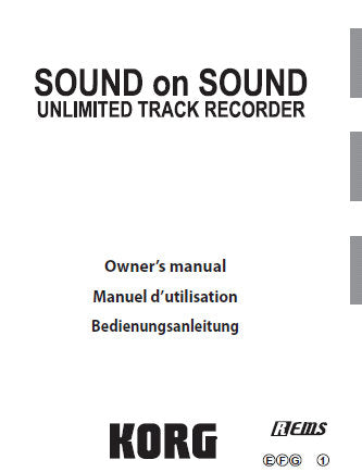 KORG SOUND ON SOUND UNLIMITED TRACK RECORDER OWNER'S MANUAL INC TRSHOOT GUIDE 170 PAGES ENG