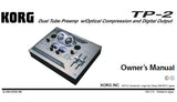 KORG TP-2 DUAL TUBE PREAMPLIFIER OWNER'S MANUAL INC BLK DIAG AND CONN DIAG 4 PAGES ENG V1