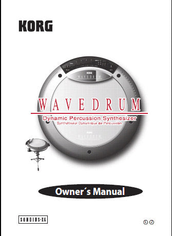 KORG WAVEDRUM DYNAMIC PERCUSSION SYNTHESIZER OWNER'S MANUAL INC CONN DIAG 32 PAGES ENG