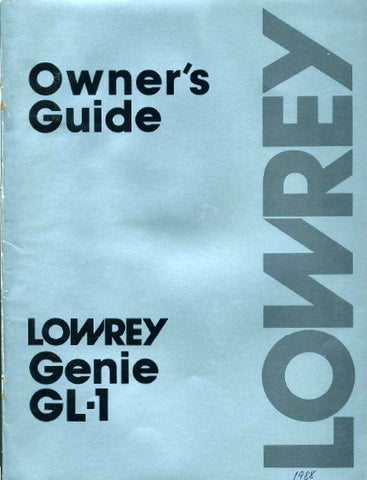 LOWREY GENIE GL-1 ORGAN OWNER'S GUIDE 47 PAGES ENG