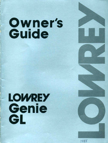 LOWREY GENIE GL ORGAN OWNER'S GUIDE 38 PAGES ENG