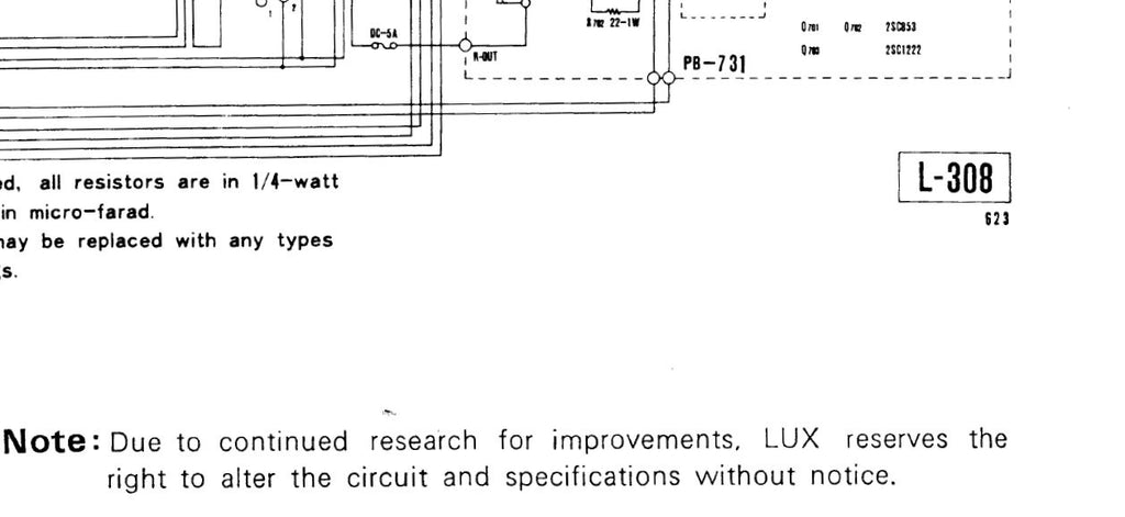 LUXMAN 308 110W STEREO INTEGRATED AMP SCHEMATIC DIAGRAM 2 PAGES ENG