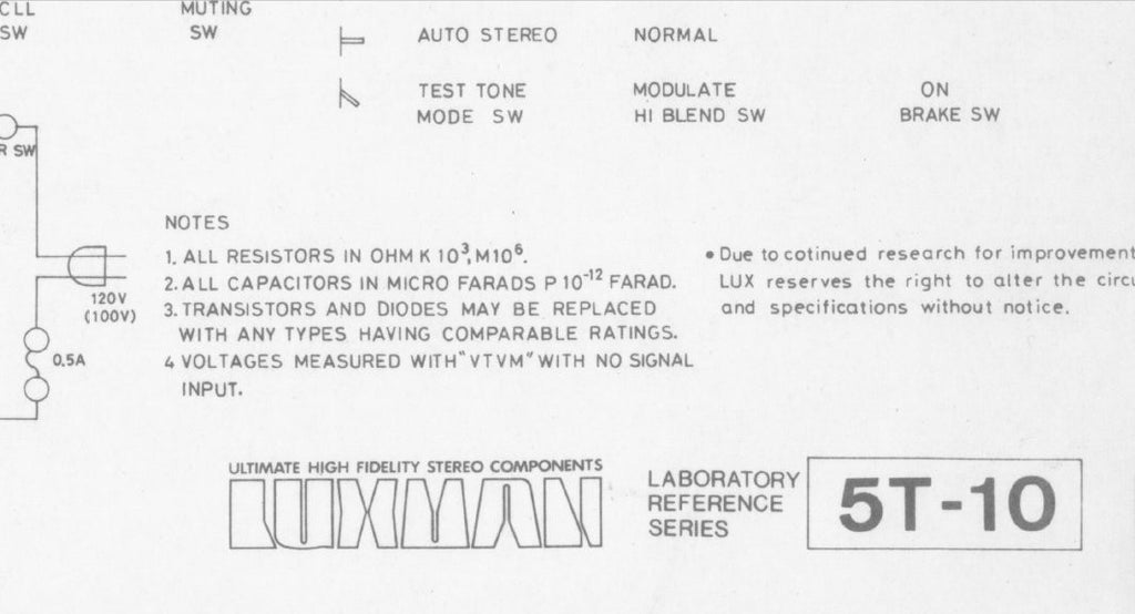 LUXMAN 5T-10 FM STEREO TUNER SCHEMATIC DIAGRAM 1 PAGE ENG