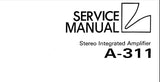 LUXMAN A-311 STEREO INTEGRATED AMP SERVICE MANUAL INC BLK DIAG SCHEMS PCBS AND PARTS LIST 34 PAGES ENG
