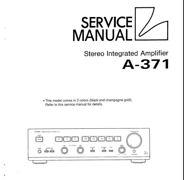 LUXMAN A-371 STEREO INTEGRATED AMP SERVICE MANUAL INC BLK DIAGS SCHEMS PCBS AND PARTS LIST 37 PAGES ENG