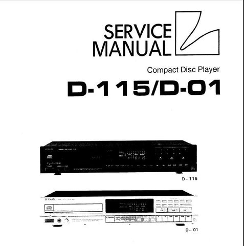 LUXMAN D-01 D-115 CD PLAYER SERVICE MANUAL INC BLK DIAGS SCHEMS PCBS AND PARTS LIST 34 PAGES ENG