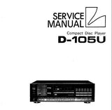 LUXMAN D-105u CD PLAYER SERVICE MANUAL INC BLK DIAGS SCHEMS PCBS AND PARTS LIST 52 PAGES ENG