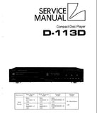 LUXMAN D-113D CD PLAYER SERVICE MANUAL INC BLK DIAGS SCHEM DIAG PCBS AND PARTS LIST 36 PAGES ENG