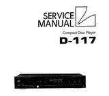 LUXMAN D-117 CD PLAYER SERVICE MANUAL INC BLK DIAGS SCHEMS PCBS AND PARTS LIST 37 PAGES ENG