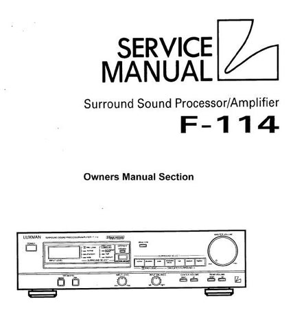 LUXMAN F-114 SURROUND SOUND PROCESSOR AMP OWNER'S MANUAL  INC TRSHOOT GUIDE 15 PAGES ENG