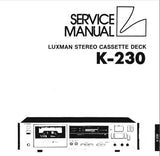LUXMAN K-230 STEREO CASSETTE TAPE DECK SERVICE MANUAL INC BLK DIAGS LEVEL DIAG SCHEMS PCBS AND PARTS LIST 16 PAGES ENG