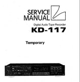 LUXMAN KD-117 DIGITAL AUDIO TAPE RECORDER SERVICE MANUAL INC BLK SCHEMS PCBS AND PARTS LIST 27 PAGES ENG