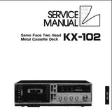 LUXMAN KX-102 SERVO FACE TWO HEAD METAL STEREO CASSETTE TAPE DECK SERVICE MANUAL INC BLK DIAGS LEVEL DIAG SCHEMS PCBS AND PARTS LIST 31 PAGES ENG