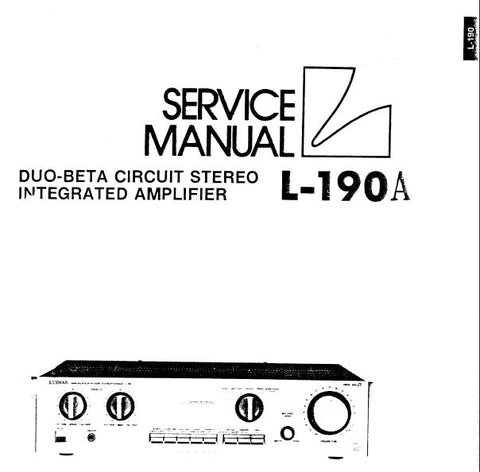 LUXMAN L-190A DUO BETA CIRCUIT STEREO INTEGRATED AMP SERVICE MANUAL INC BLK DIAG SCHEM DIAG PCBS AND PARTS LIST 12 PAGES ENG