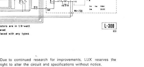 LUXMAN L-308 SOLID STATE 110W STEREO INTEGRATED AMP SCHEMATIC DIAGRAM 1 PAGE ENG