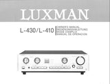 LUXMAN L-410 L-430 STEREO INTEGRATED AMP OWNER'S MANUAL INC CONN DIAG AND BLK DIAG 15 PAGES ENG DEUT FRANC ESP