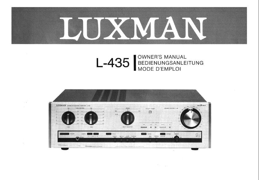 LUXMAN L-435 STEREO INTEGRATED AMP OWNER'S MANUAL INC CONN DIAG AND BLK DIAG 14 PAGES ENG DEUT FRANC