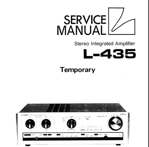 LUXMAN L-435 STEREO INTEGRATED AMP SERVICE MANUAL INC SCHEM DIAG AND PARTS LIST 12 PAGES ENG