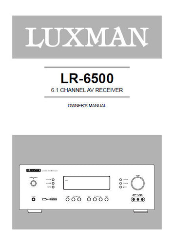 LUXMAN LR-6500 6.1 CHANNEL AV RECEIVER OWNER'S MANUAL INC CONN DIAGS AND TRSHOOT GUIDE 36 PAGES ENG