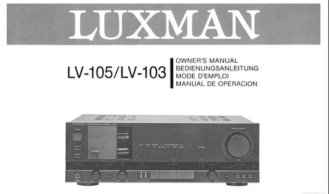 LUXMAN LV-103 LV-105 STEREO INTEGRATED AMP OWNER'S MANUAL INC CONN DIAGS 23 PAGES ENG DEUT FRANC ESP