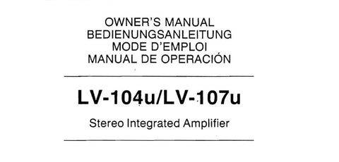 LUXMAN LV-104u LV-107u STEREO INTEGRATED AMP OWNER'S MANUAL INC CONN DIAG AND BLK DIAG 5 PAGES ENG DEUT FRANC ESP