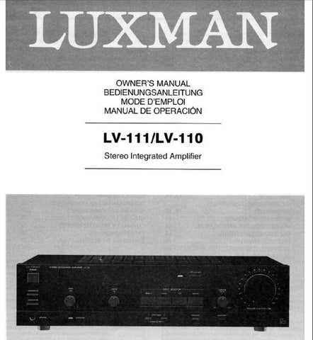 LUXMAN LV-110 LV-111 STEREO INTEGRATED AMP OWNER'S MANUAL INC CONN DIAG AND BLK DIAG 37 PAGES ENG DEUT FRANC ESP