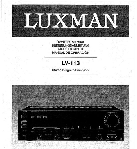 LUXMAN LV-113 STEREO INTEGRATED AMP OWNER'S MANUAL INC CONN DIAG AND BLK DIAG 50 PAGES ENG DEUT FRANC ESP