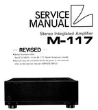 LUXMAN M-117 STEREO INTEGRATED AMP SERVICE MANUAL INC BLK DIAG SCHEM DIAG AND PCBS 5 PAGES ENG