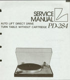 LUXMAN PD-284 AUTO LIFT DIRECT DRIVE TURNTABLE SERVICE MANUAL INC SCHEMS PCBS AND PARTS LIST 8 PAGES ENG