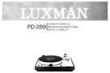 LUXMAN PD-289 FULL AUTOMATIC DIRECT DRIVE TURNTABLE OWNER'S MANUAL 12 PAGES ENG DEUT FRANC