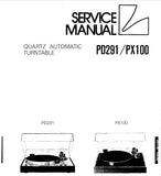 LUXMAN PD-291 PX-100 QUARTZ AUTOMATIC DIRECT DRIVE TURNTABLE SERVICE MANUAL INC TRSHOOT GUIDE WIRING DIAGS SCHEMS PCBS AND PARTS LIST 20 PAGES ENG