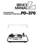 LUXMAN PD-370 VACUUM DISC STABILIZER TURNTABLE SERVICE MANUAL INC BLK DIAG SCHEM DIAG PCBS AND PARTS LIST 8 PAGES ENG