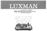 LUXMAN PD-375 VACUUM DISC STABILIZER FULL AUTOMATIC TURNTABLE OWNER'S MANUAL INC TRSHOOT GUIDE 23 PAGES ENG DEUT FRANC