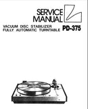 LUXMAN PD-375 VACUUM DISC STABILIZER FULLY AUTOMATIC TURNTABLE SERVICE MANUAL INC SCHEM DIAG PCBS AND PARTS LIST 14 PAGES ENG