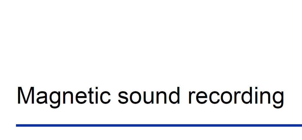 MAGNETIC SOUND RECORDING HISTORY OF 87 PAGES IN ENGLISH