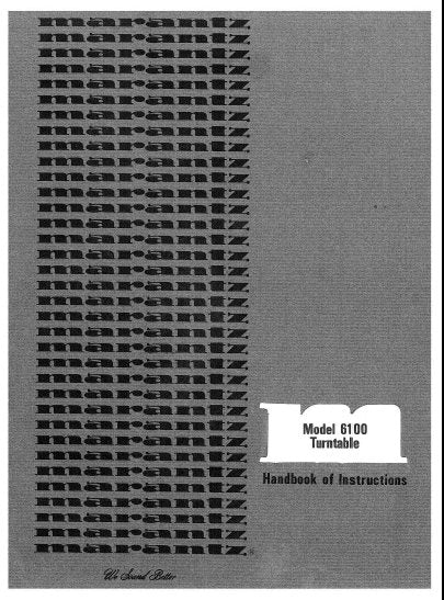 MARANTZ 6100 TURNTABLE HANDBOOK OF INSTRUCTIONS 12 PAGES ENG