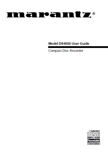 MARANTZ DR4050 CD RECORDER USER GUIDE 64 PAGES ENG FRANC