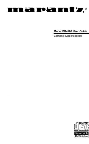 MARANTZ DR4160 CD RECORDER USER GUIDE 20 PAGES ENG