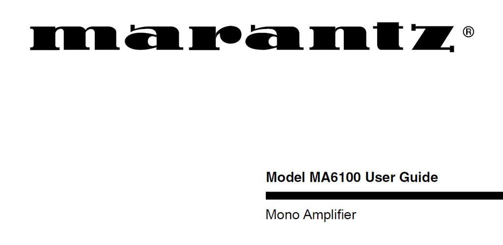 MARANTZ MA6100 MONO AMPLIFIER USER GUIDE 12 PAGES ENG FRANC