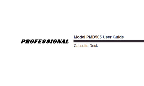 MARANTZ PMD505 PROFESSIONAL CASSETTE DECK USER GUIDE 17 PAGES ENG