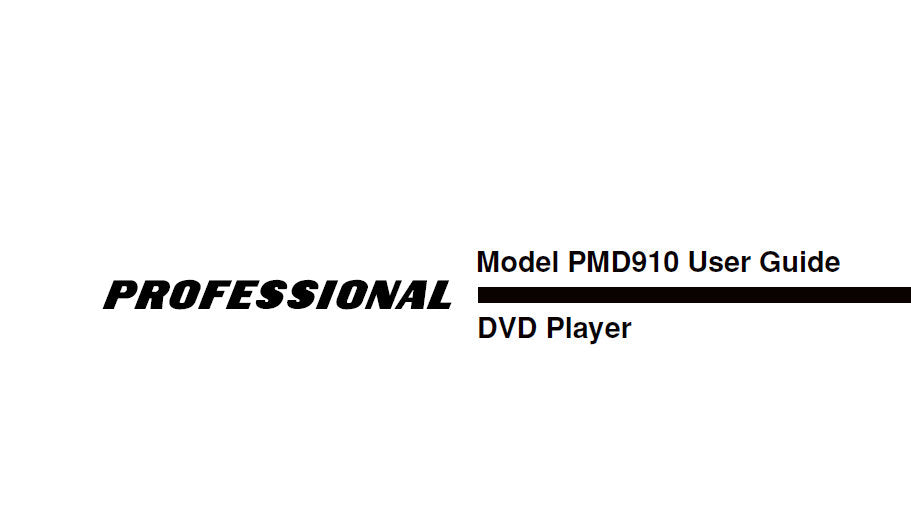 MARANTZ PMD910 PROFESSIONAL DVD PLAYER USER GUIDE 48 PAGES ENG